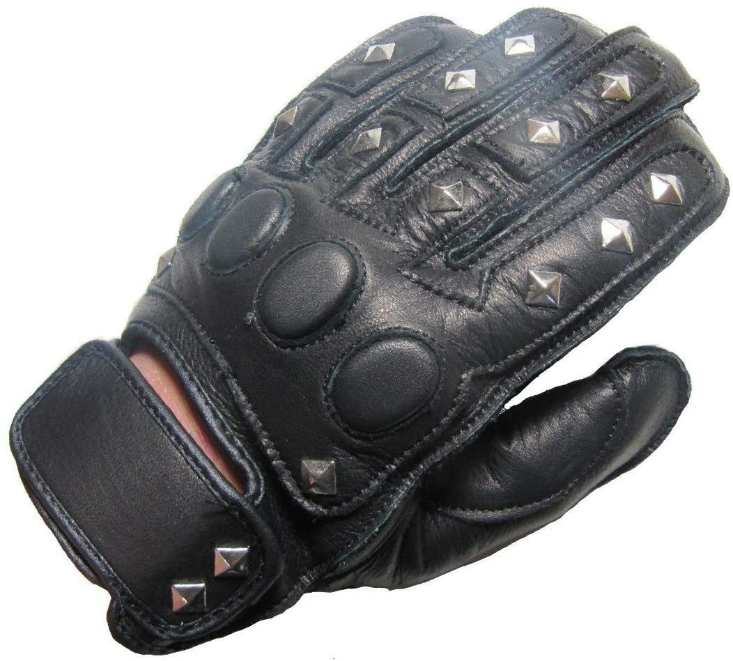 在庫処分特価品!■ 送料無料★アメリカン 牛革(カウハイド)スタッズ付3シーズングローブ Mサイズ 新品 ワイルドな本革グローブ拍卖