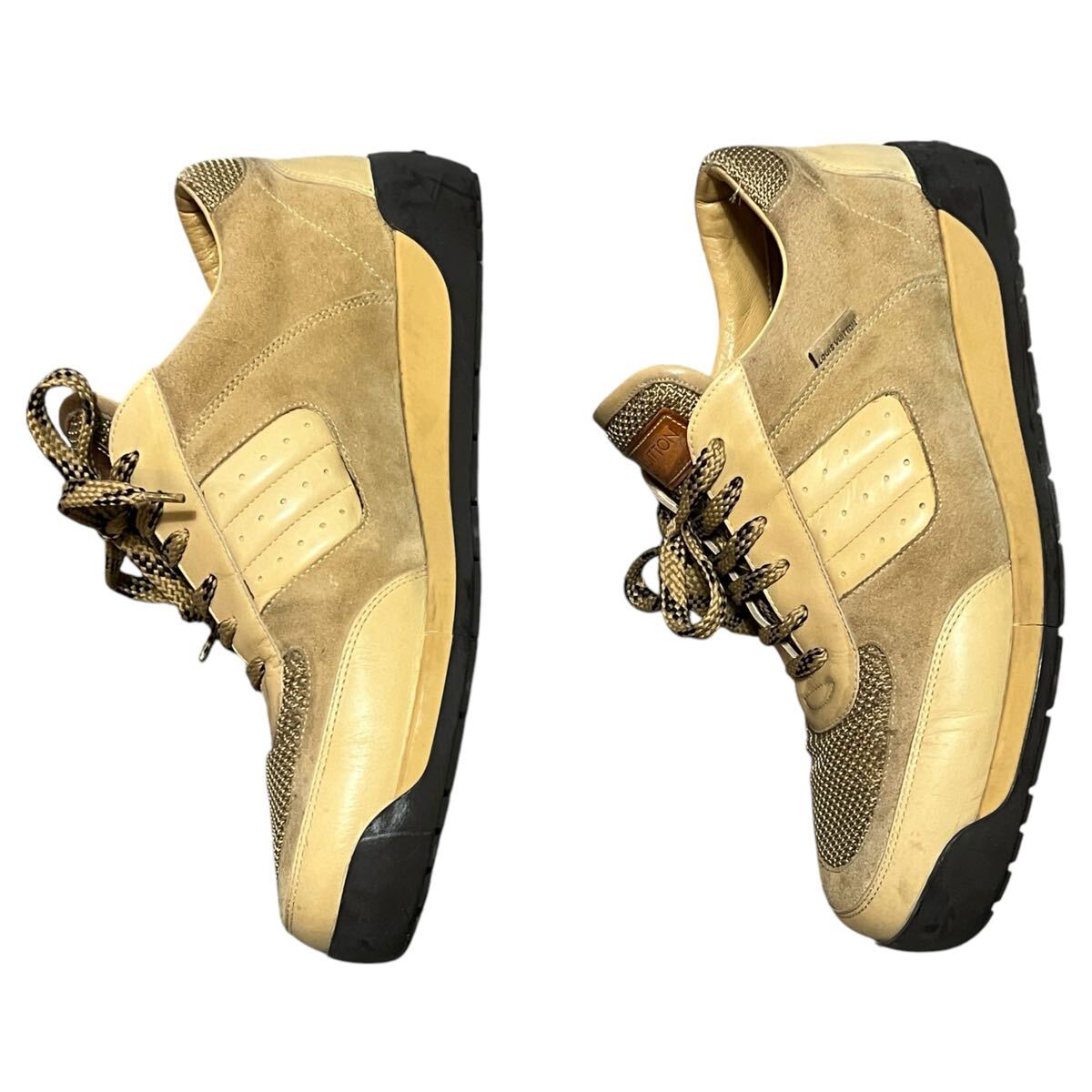 LOUIS VUITTON スウェード×レザー ローカットスニーカーSuede & Leather Low Cut Sneakers ルイ ヴィトン キャメル camel ダミエ柄拍卖