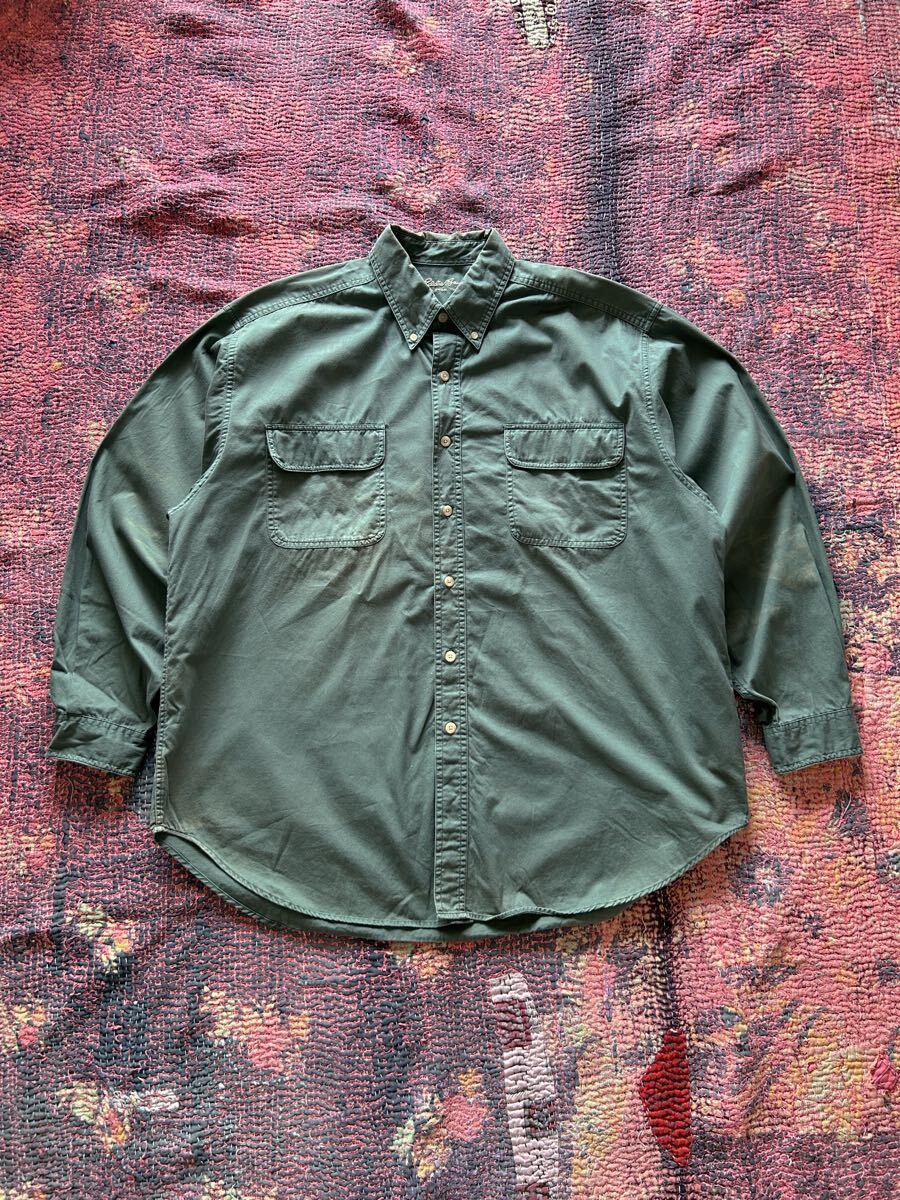 EDDIE BAUER BUTTON UP / 90S エディーバウアー ワークシャツ XL/ XG アウトドア サンフェード 古着 大きいサイズ拍卖