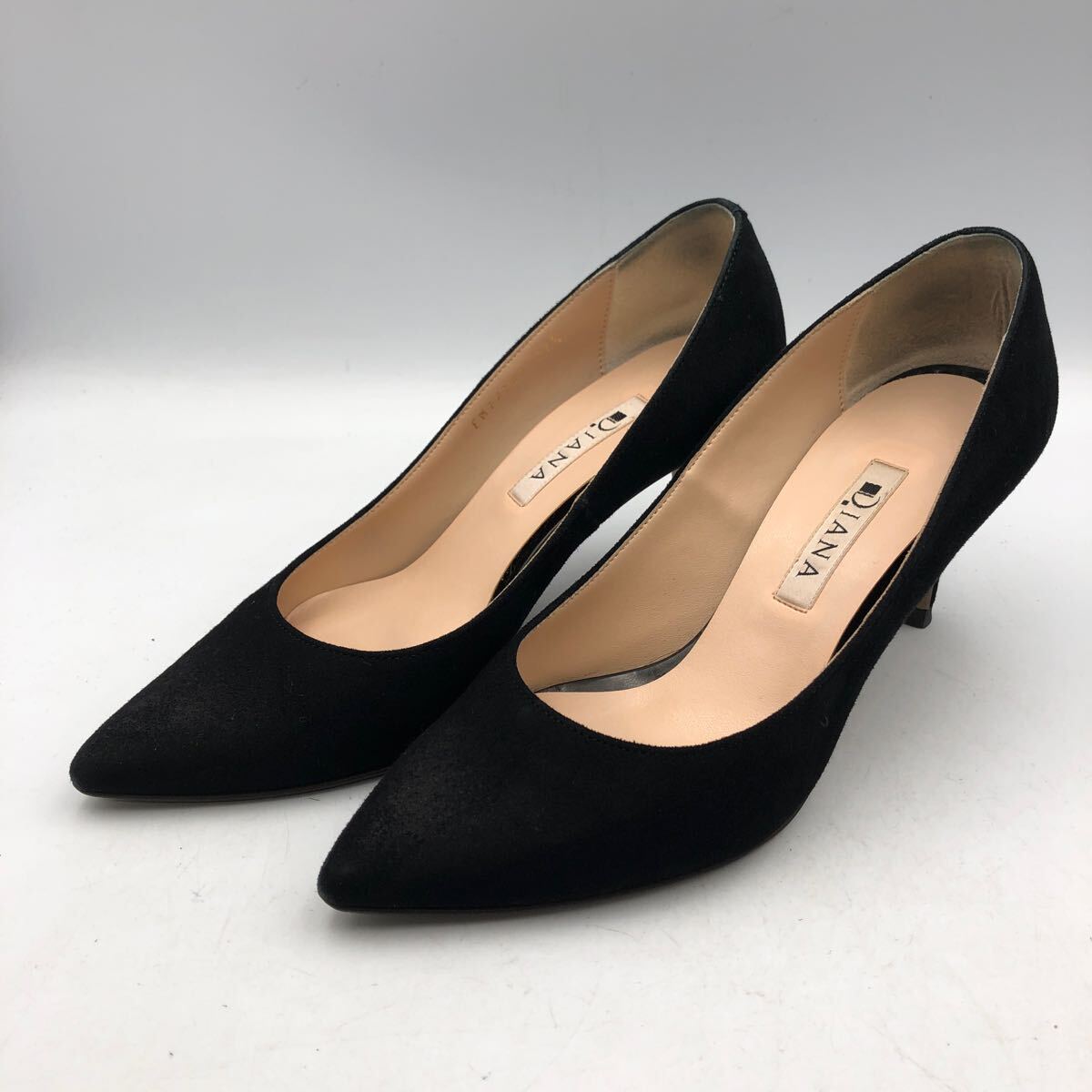 O572Y DIANA ダイアナ レディース パンプス 22.5cm ブラック スエード 日本製拍卖