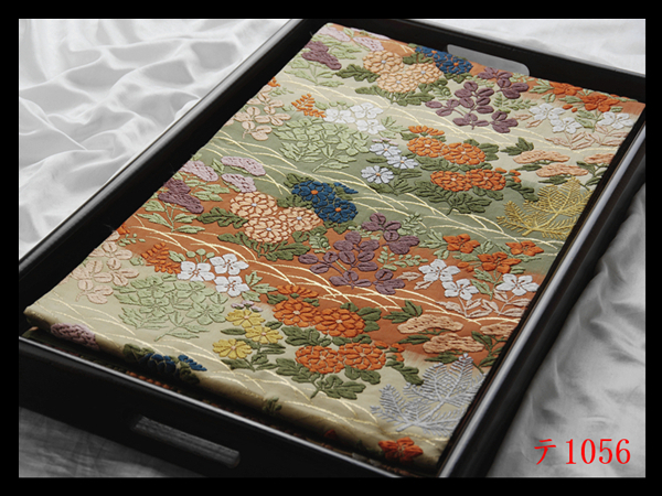 蔵【テ1056】西陣美品 唐織 秋草紋 気品豊かに 正絹六通高級美術袋帯 ◇検◇簪着物名古屋帯和装小物帯締め拍卖