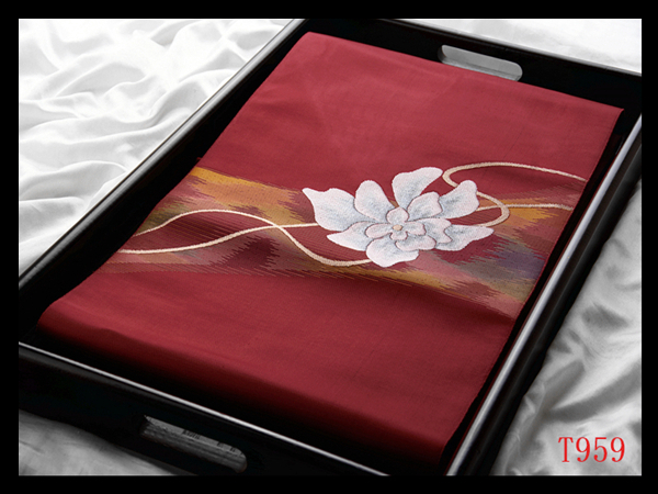 蔵【T959】西陣美品 紅海老茶色地 気品豊かに 正絹高級美術名古屋帯 ◇検◇簪着物袋帯和装小物帯締め拍卖