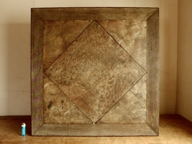 チークの根杢(ねもく)が面白いパッチワークの天板79cm×79cm テーブル天板 ディスプレイ 0423拍卖