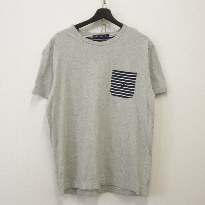 J503 2000年代製 NAUTICA ノーチカ 半袖Tシャツ■00s 表記Lサイズ グレー ポケT 古着 アメカジ ストリート 90s 80s 70s 60s 古着卸 激安拍卖