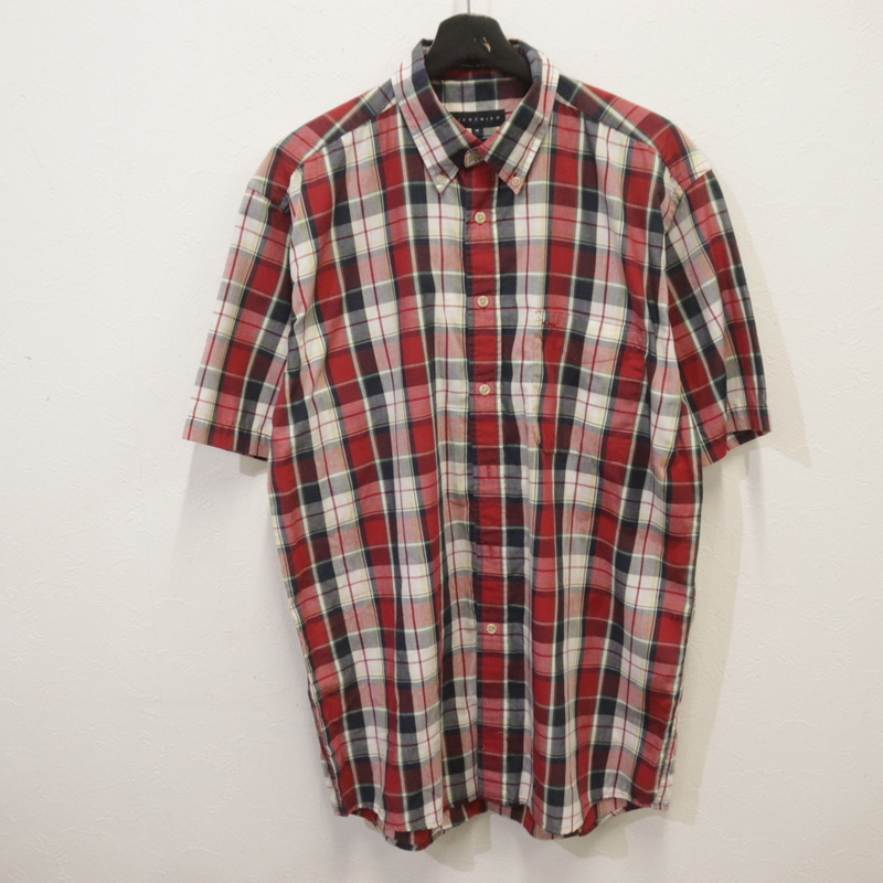 j507 2000年代製 SIEGFRIED 半袖シャツ■00s 表記Mサイズ 赤 レッド チェック ボタンダウン アメカジ ストリート 古着 激安 ヴィンテージ拍卖