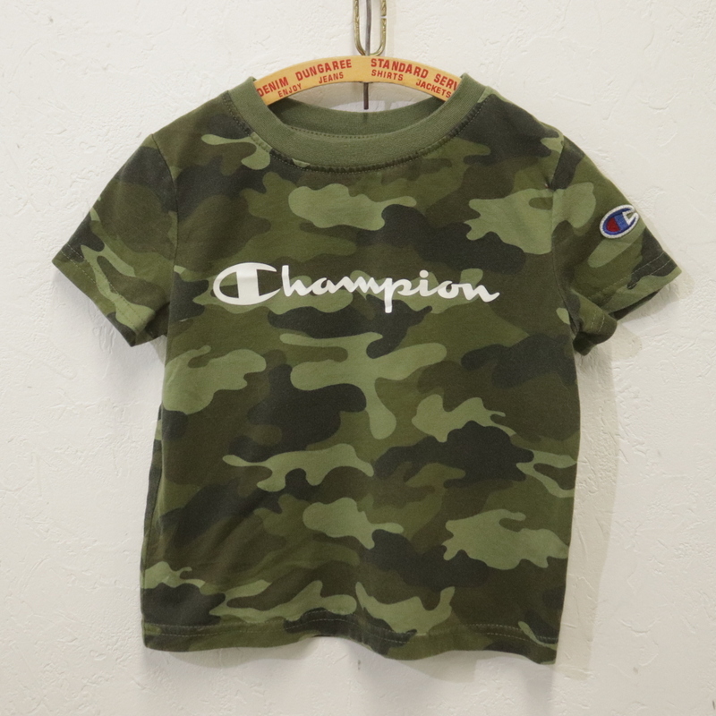 KD390 2000年代製 チャンピオン champion 半袖Tシャツ■00s 約95サイズくらい グリーン 子供服 Kids キッズ 古着 希少 激安 古着卸拍卖