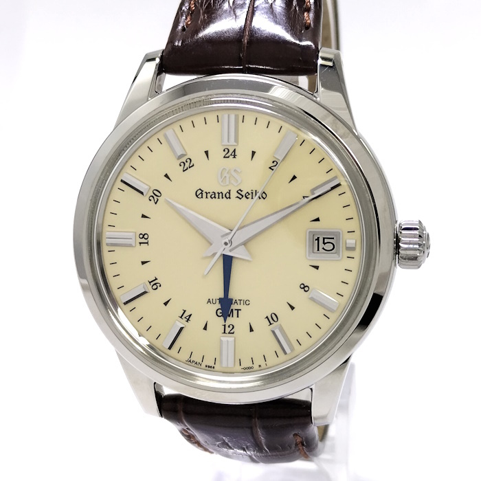 SEIKO GRAND SEIKO メカニカルGMT エレガンスコレクション 自動巻き レザーベルト アイボリー文字盤 SBM221拍卖