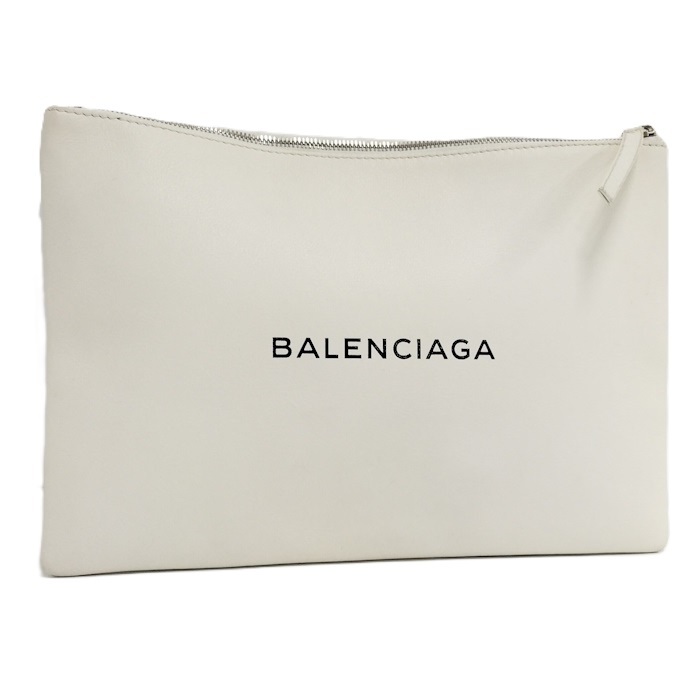 BALENCIAGA ショッピングクリップM クラッチバッグ レザー ホワイト 485110拍卖