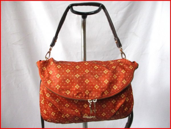 marie claire FORUM/マリクレール フォーラム◇2wayバッグ 口折れ ハンド・ショルダー オレンジブラウン W32cm拍卖