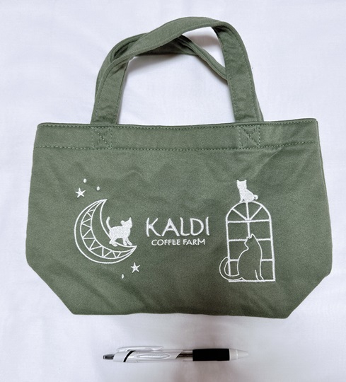 ◆KALDI カルディ 猫の日トートバッグ/グリーン/1度使用美品拍卖