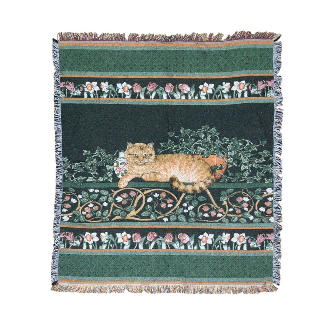 vintageラグ カーペット キジトラ キャット フラワー 1293拍卖