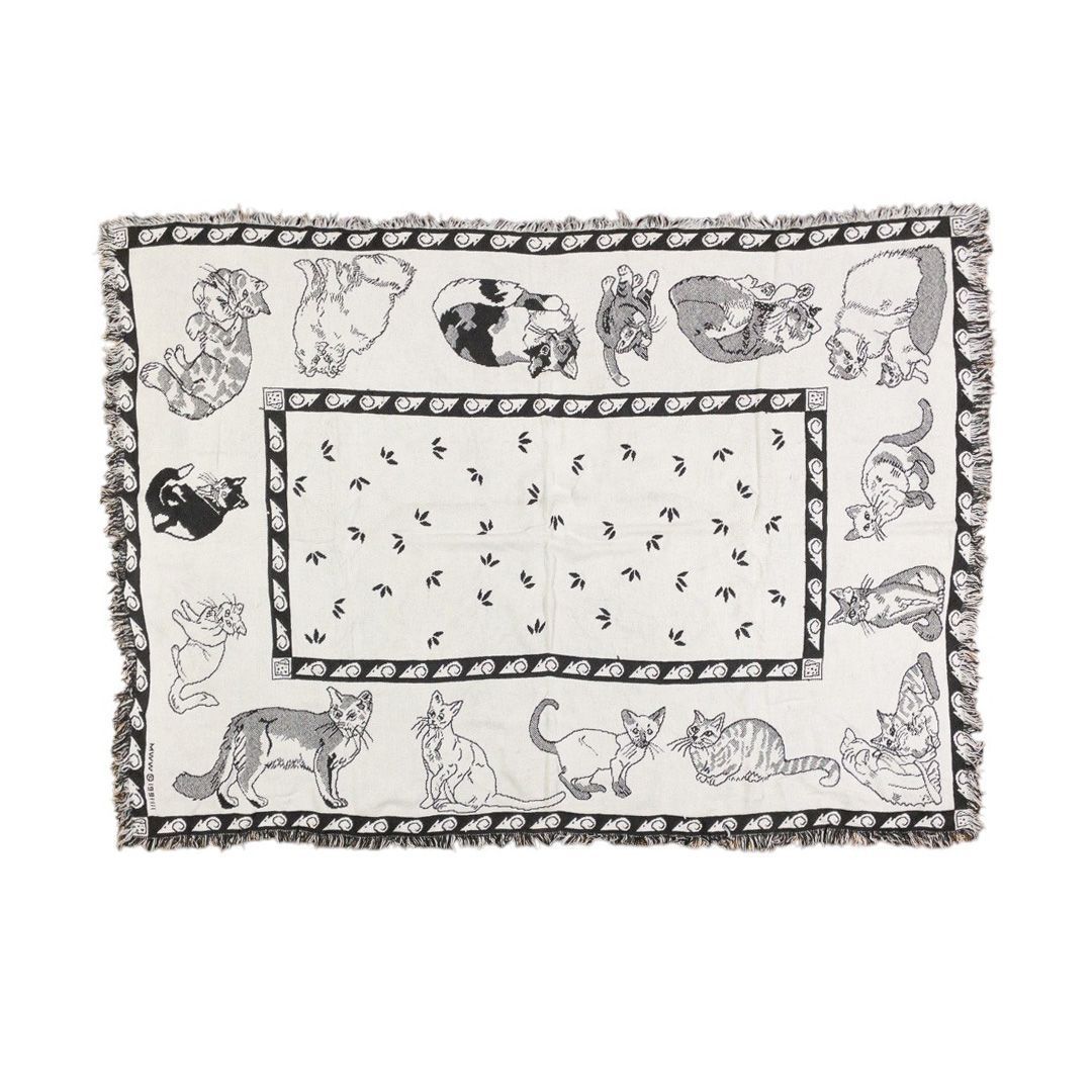 vintageラグ カーペット モノクロ キャット アニマル 1287拍卖