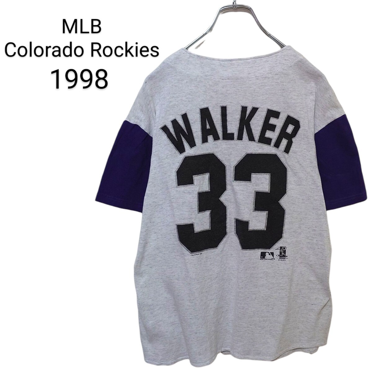 【MLB】90's コロラドロッキーズ ベースボールシャツ A-3391拍卖