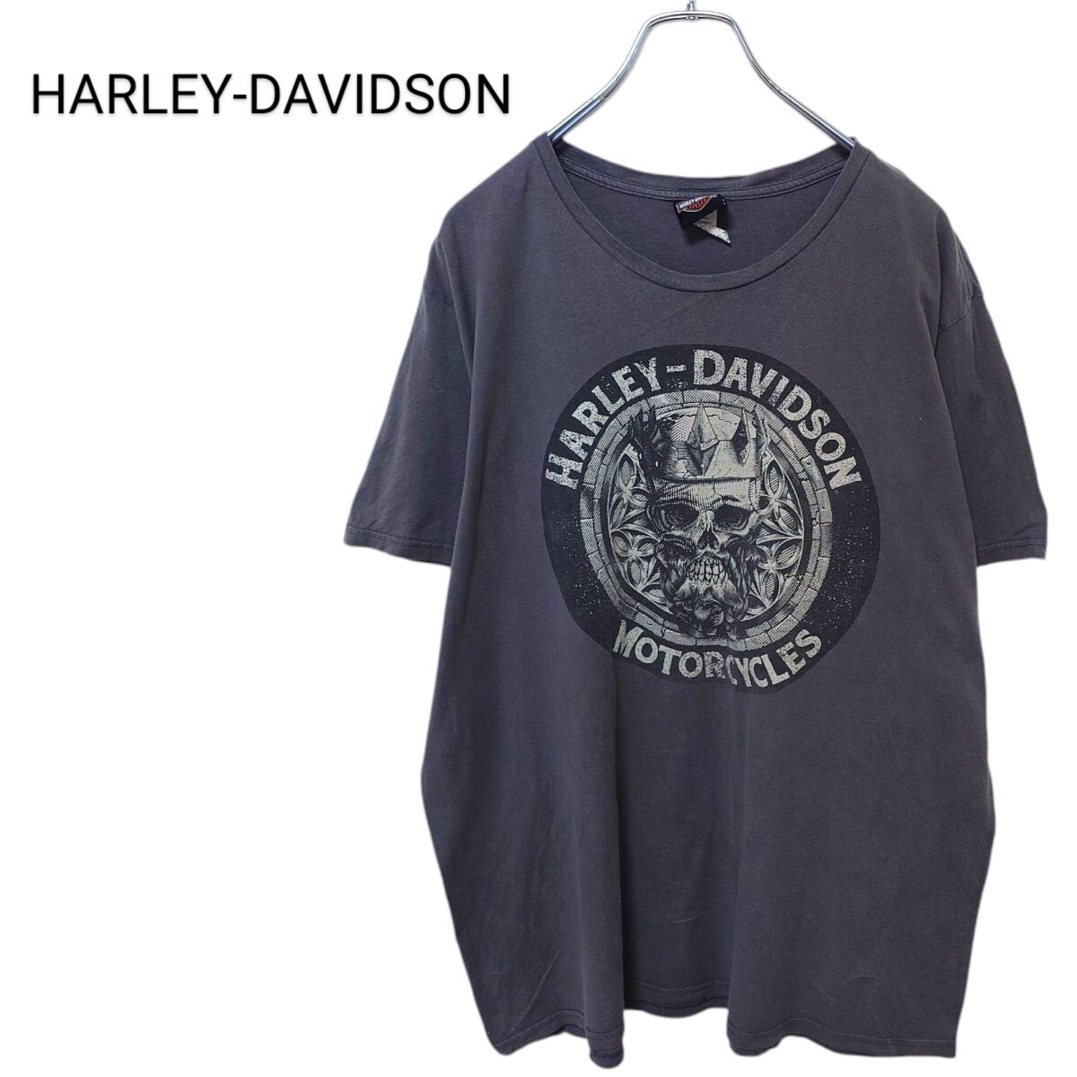 【HARLEY-DAVIDSON】両面ロゴ スカルデザイン Tシャツ A3491拍卖