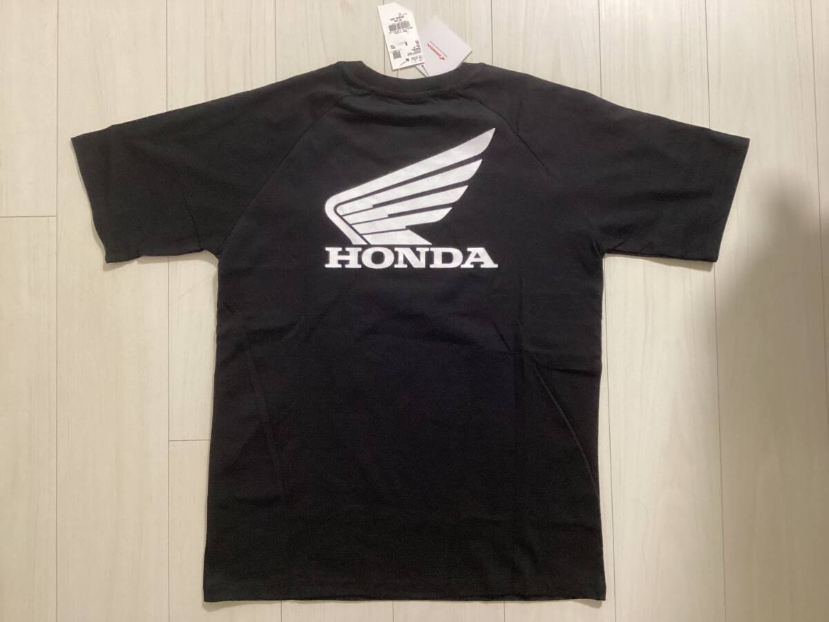 【新品未使用】 HONDA × LOWRYS FARM コラボ Wネーム 半袖Tシャツ 定番 ブラック ロゴ BIG T バイカー バイク ホンダ拍卖
