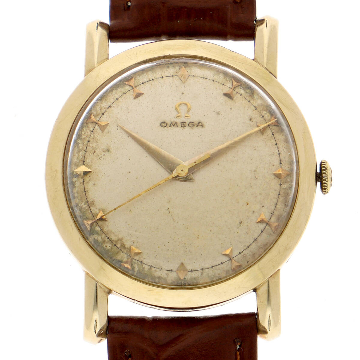 OMEGA オメガ P6240 Cal.371 シルバーダイヤル 14KGF/レザー 手巻き メンズ【127202】拍卖