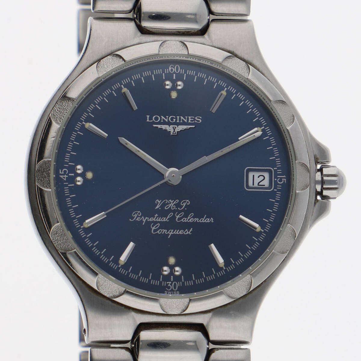 LONGINES ロンジン L1.627.4 コンクエスト パーペチュアルカレンダー ブルーダイヤル SS クオーツ 純正ボックス 保証書 メンズ【129219】拍卖