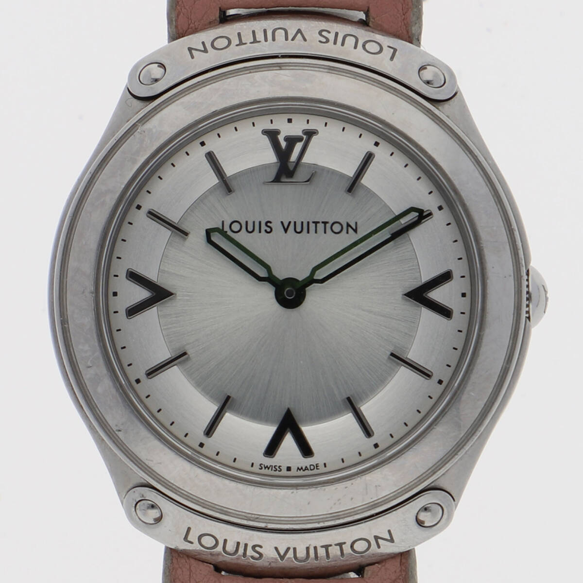 LOUIS VUITTON ルイ・ヴィトン Q6J00 フィフティー ファイブ シルバーダイヤル SS/レザー クオーツ メンズ【129981】拍卖