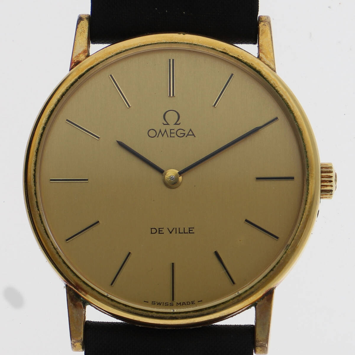 OMEGA オメガ デヴィル ゴールドダイヤル GP/レザー 手巻き メンズ【130052】拍卖