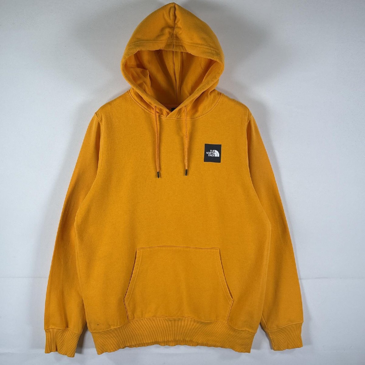 古着 ザ・ノースフェイス THE NORTH FACE パーカー スウェット フーディ プルオーバー アウトドア ビッグロゴプリント L イエロー メンズ拍卖