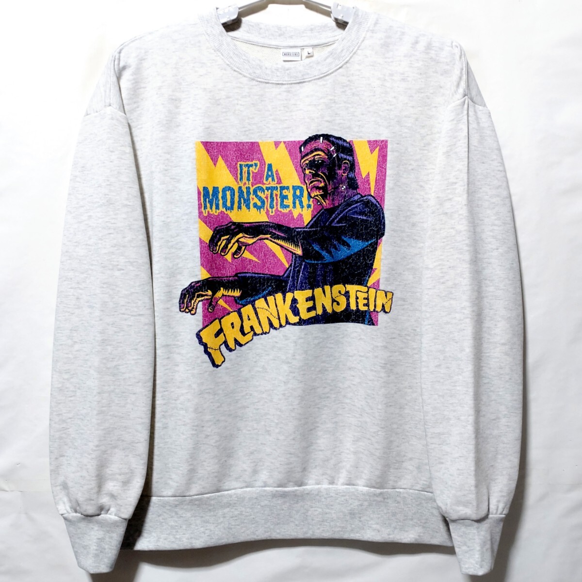 特価/未使用【サイズ=L】MONSTER/FRANKENSTEIN/モンスター/フランケンシュタイン/裏毛/メンズ/スウェット/トレーナー/胸囲=96~104cm/杢gray拍卖