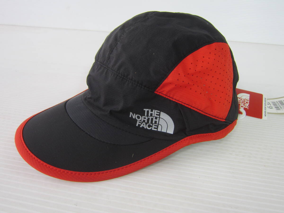 新品 正規品◆ノースフェイス THE NORTH FACE キャップ帽 Swallowtail Cap M 黒赤 UVカット日除けジョギング ランニング ゴルフ/バイザー/L拍卖