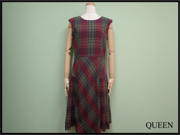 LAURA ASHLEY ワンピース・UK12△ローラアシュレイ/チェック/ノースリーブ/レディース/25*4*1-24拍卖