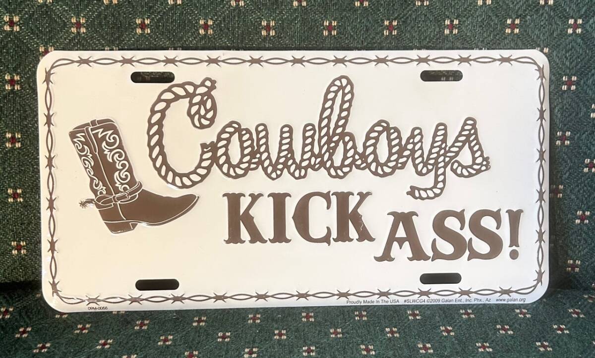 ☆★☆ナンバープレート Cowboys KICK ASS アメリカ カントリー雑貨 ガレージ カフェ 店舗什器☆★☆拍卖
