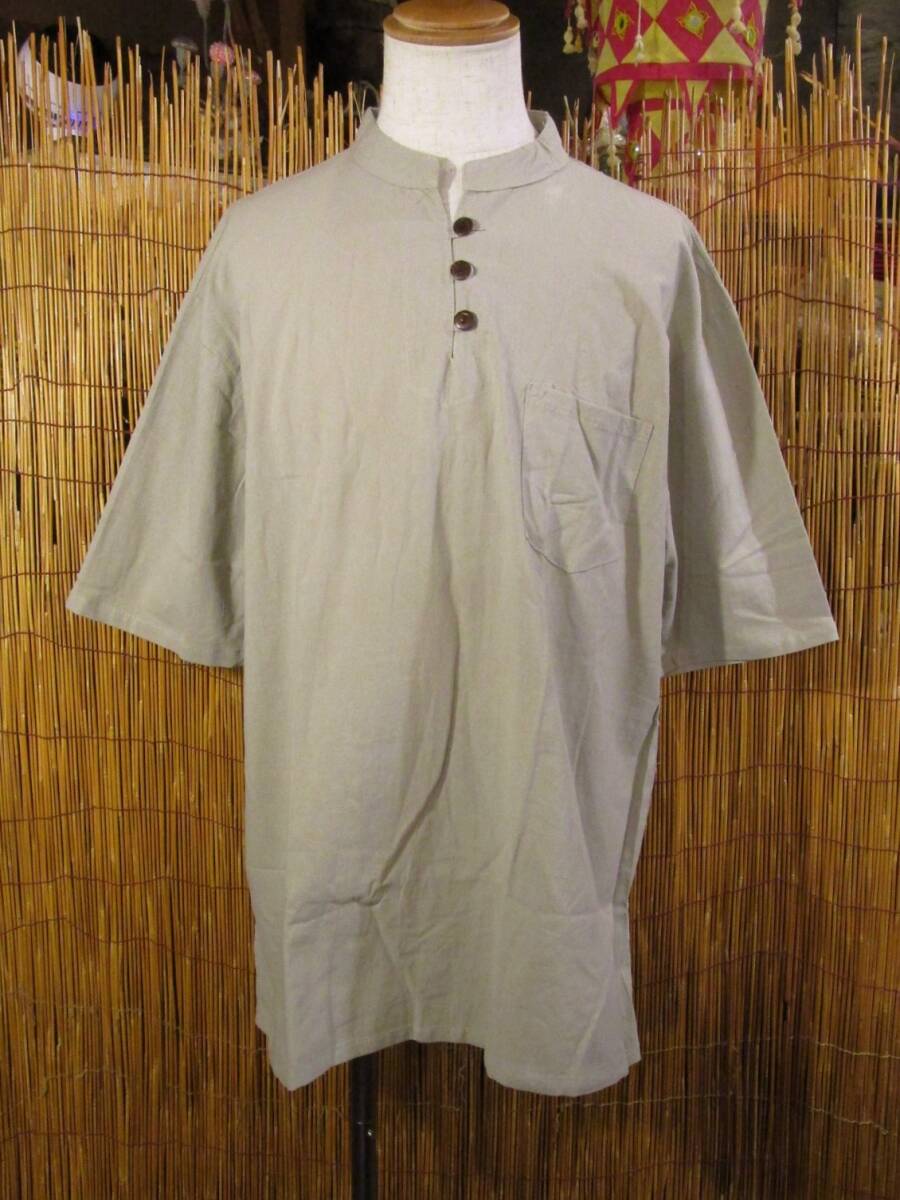 ③新品*男女兼用*コットン素材*胸ポケット*三つボタン*半袖*プルオーバー*2XL拍卖