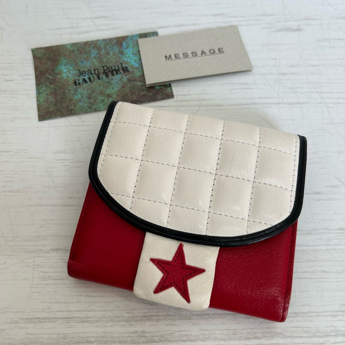 JEAN PAUL GAULTIER ジャンポールゴルチャ ゴルチエ メンズ レディース 三つ折り財布 革財布 本革 レザー 星 2000 キルティング 高級 海外拍卖