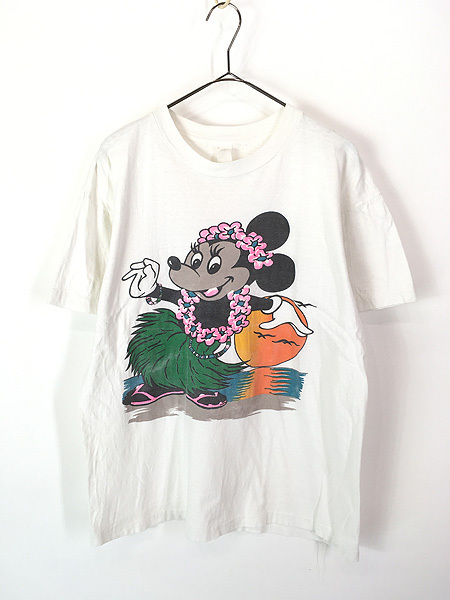 レディース 古着 80s Disney Minnie ミニー フラダンス ハワイアン キャラクター プリント Tシャツ M位 古着拍卖