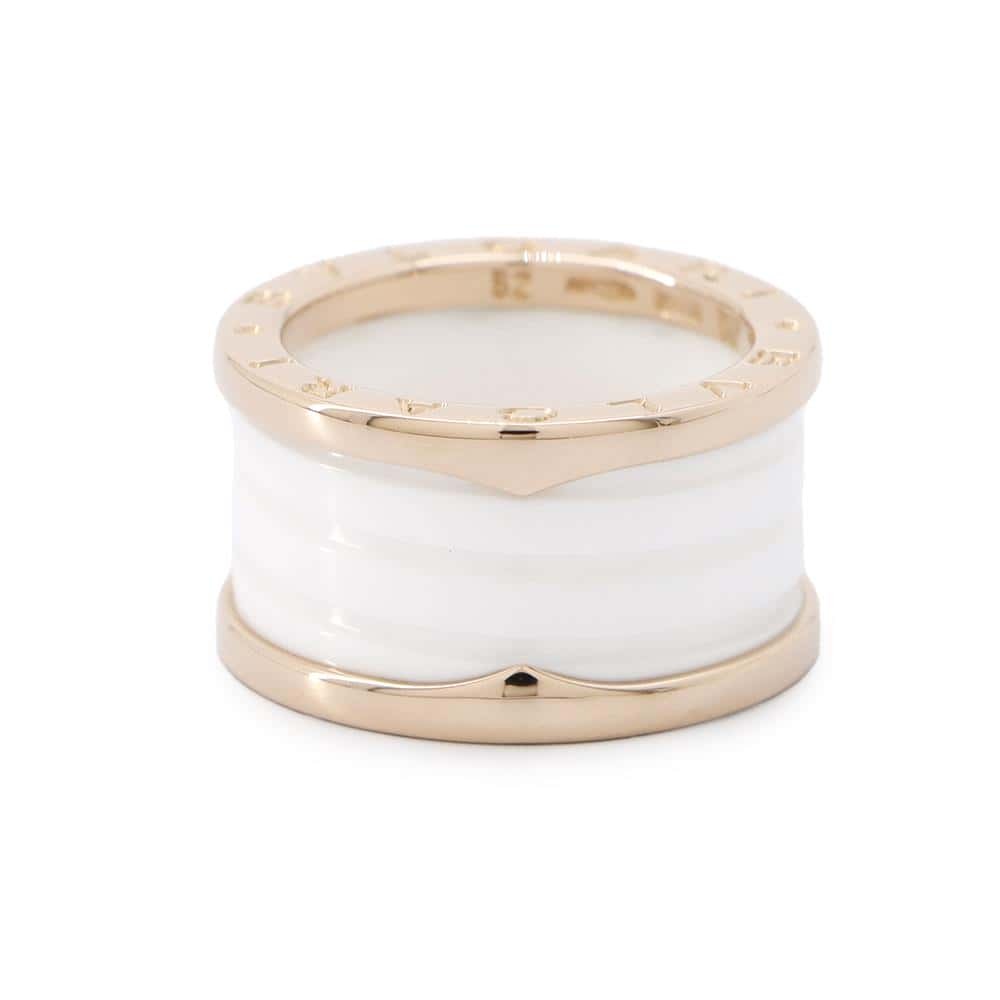 ブルガリ リング ビーゼロワン B-zero1 4バンド K18PGピンクゴールド ホワイトセラミック サイズ52 346518 BVLGARI 指輪 【安心保証】拍卖
