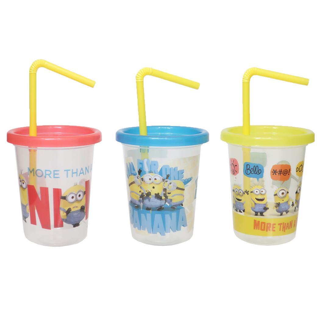 ミニオンズ プラコップ ストロー付タンブラー3個セット 230ml ミニオンズフィーバー ユニバーサル映画 スケーター フタ付きコ拍卖
