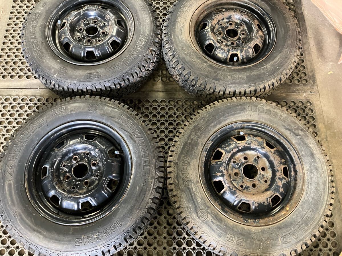 中古ジャンク 車種不明 鉄ホイール 13インチ 5J 4穴100 ハブ54 刻印FD 旧車 街道レーサー拍卖