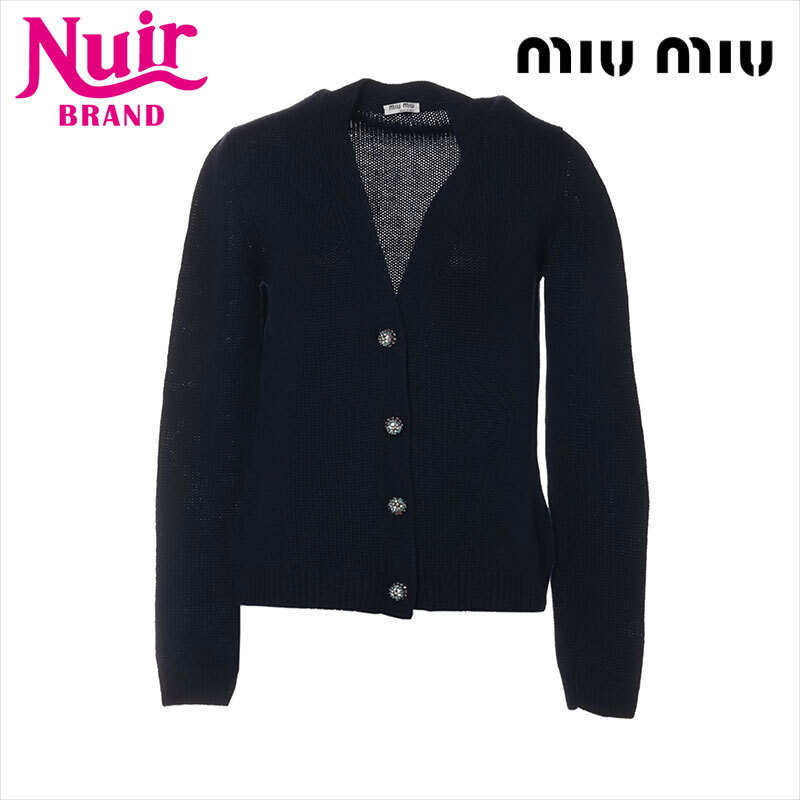 ミュウ ミュウ Miu Miu カーディガン 16年 カシミヤ MMC979 ネイビー拍卖