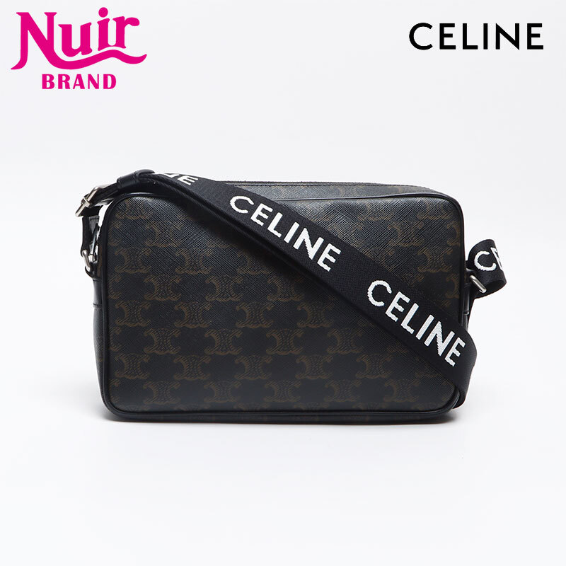セリーヌ CELINE ショルダーバッグ トリンオフ メッセンジャー ミディアム ロゴ ブラック拍卖