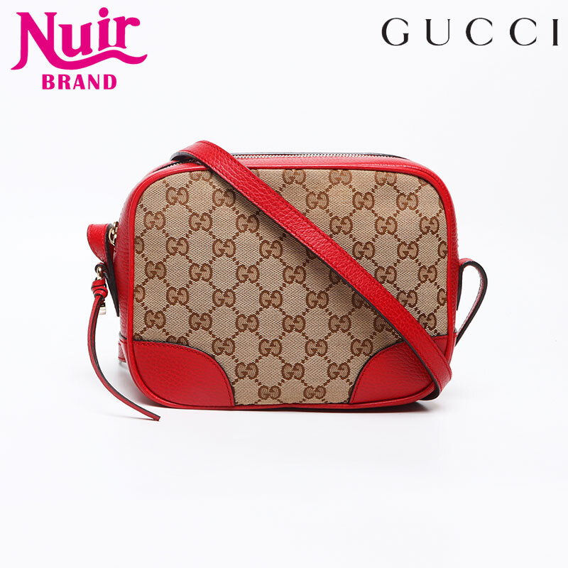 グッチ GUCCI ショルダーバッグ GGキャンバス レッド レザー ベージュ拍卖