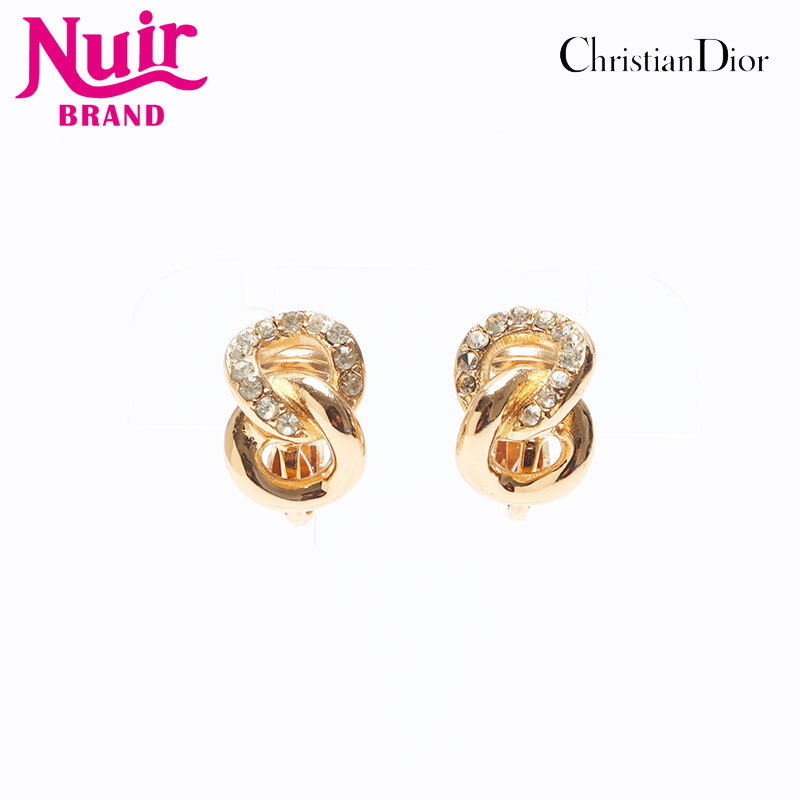 クリスチャンディオール Christian Dior イヤリング ラインストーン ゴールド拍卖