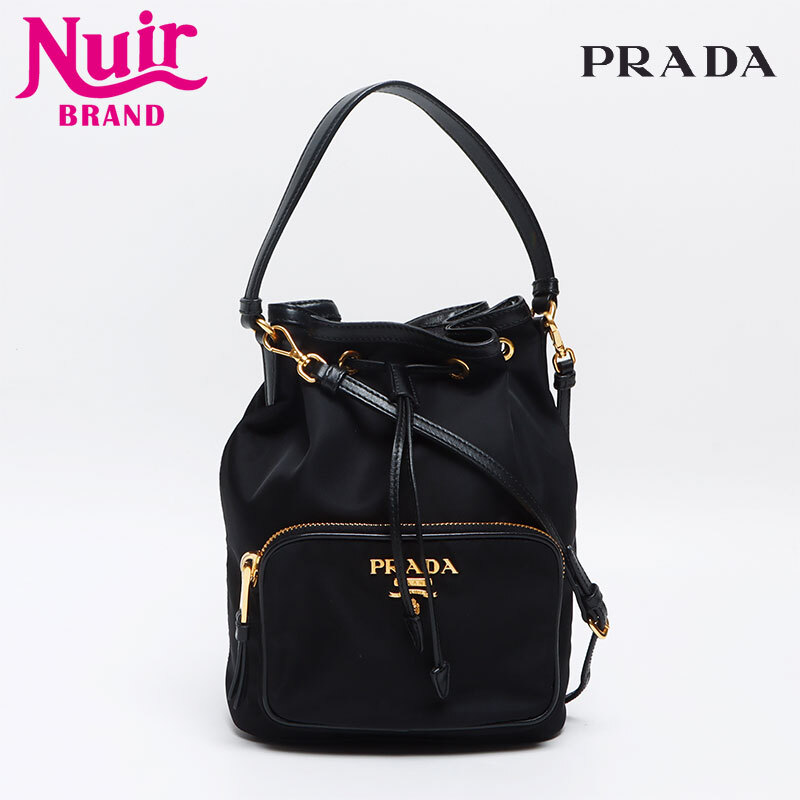 プラダ PRADA ショルダーバッグ ナイロン ロゴ 2way 巾着 ヴェラ ブラック拍卖