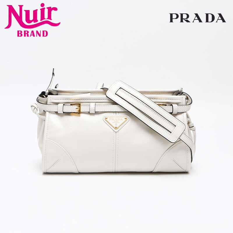 プラダ PRADA ショルダーバッグ レザー ロゴ ソフトルックスレザー ホワイト拍卖