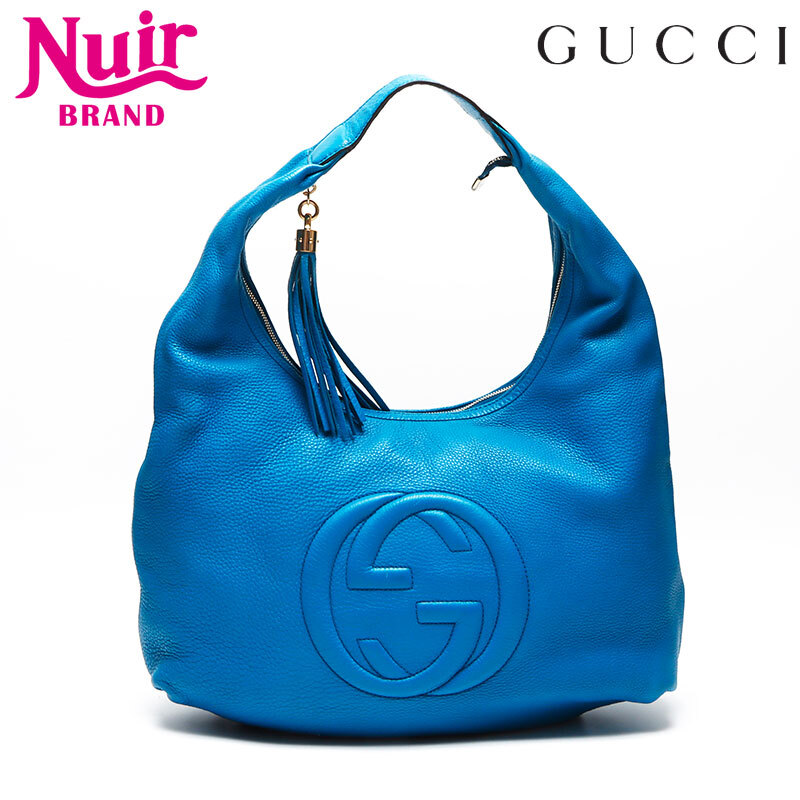 グッチ GUCCI ショルダーバッグ ソーホー チャーム Gスティッチ フリンジ ワンショルダー ブルー拍卖