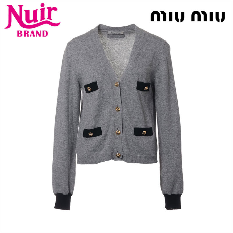 ミュウ ミュウ Miu Miu カーディガン Size:42 2022 カシミア グレー拍卖