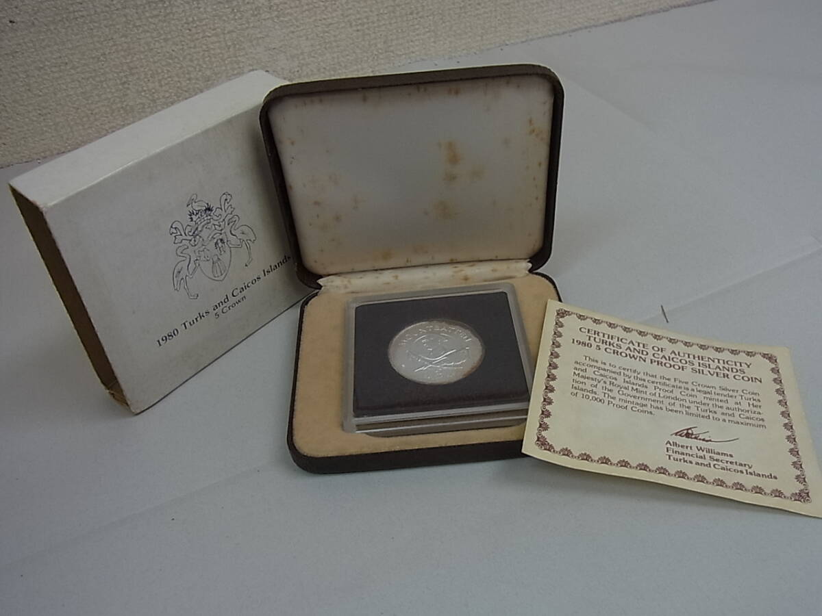 170418K63-0425K-C6■タークス カイコス諸島■1980 5クラウン プルーフ銀貨 マウンドバッテン卿/コイン拍卖
