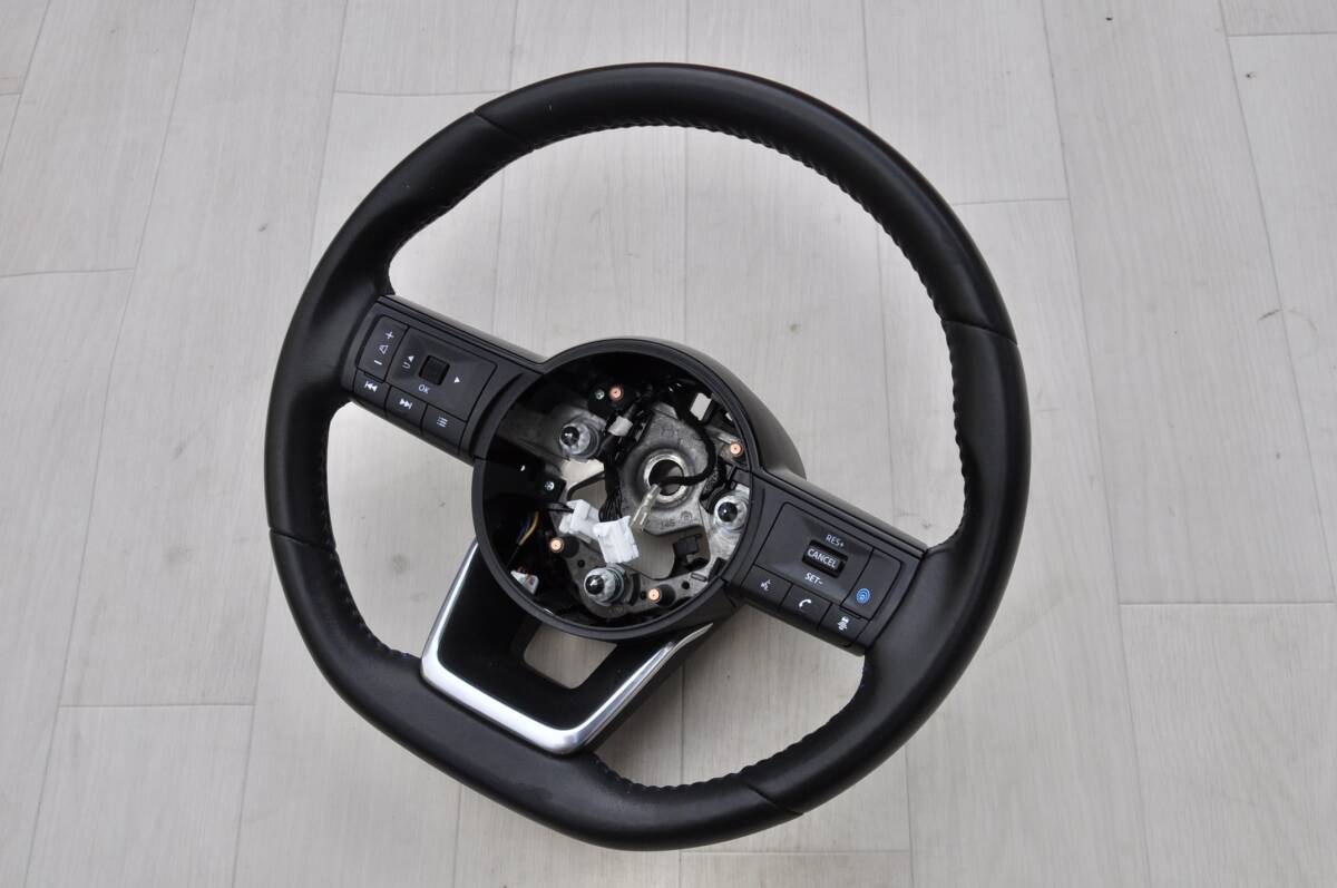 日産 青ステッチ NISSAN 純正 本革 レザー ステアリング C28 セレナ ニッサン拍卖