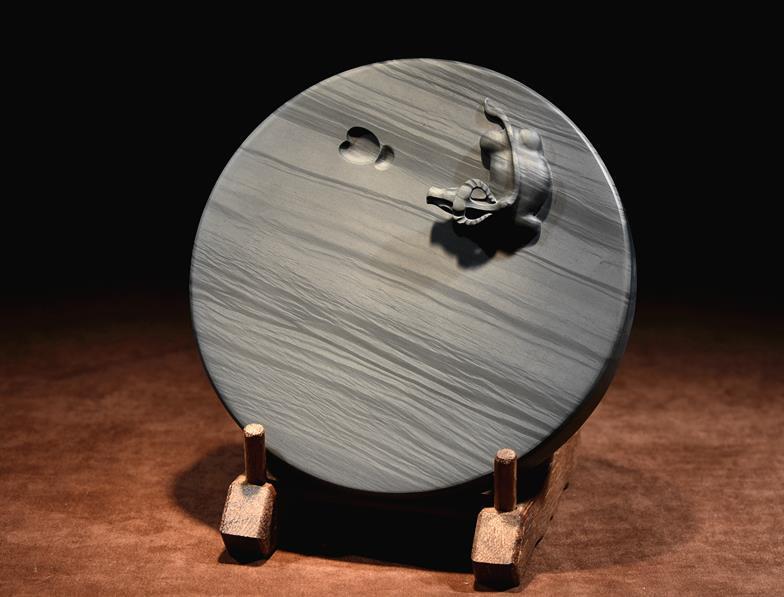 硯 佳品 歙硯 水波紋 《耕耘硯》(直径17.5高さ4.0cm)老坑 天然 原石 佳品 收藏 書道 絵画 文房四寶 端硯拍卖