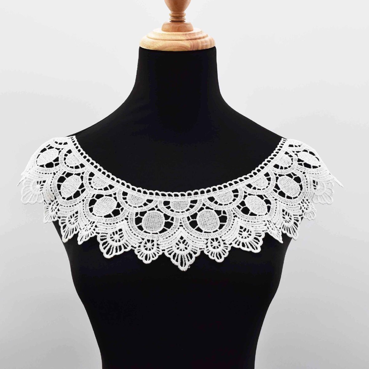 AZ072ホワイト ケミカルレース 花柄モチーフレース フラワーモチーフレース 胸元モチーフ 刺繍襟レース拍卖