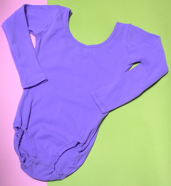 女児用長袖レオタード バイオレット インゴム ナイロン素材拍卖