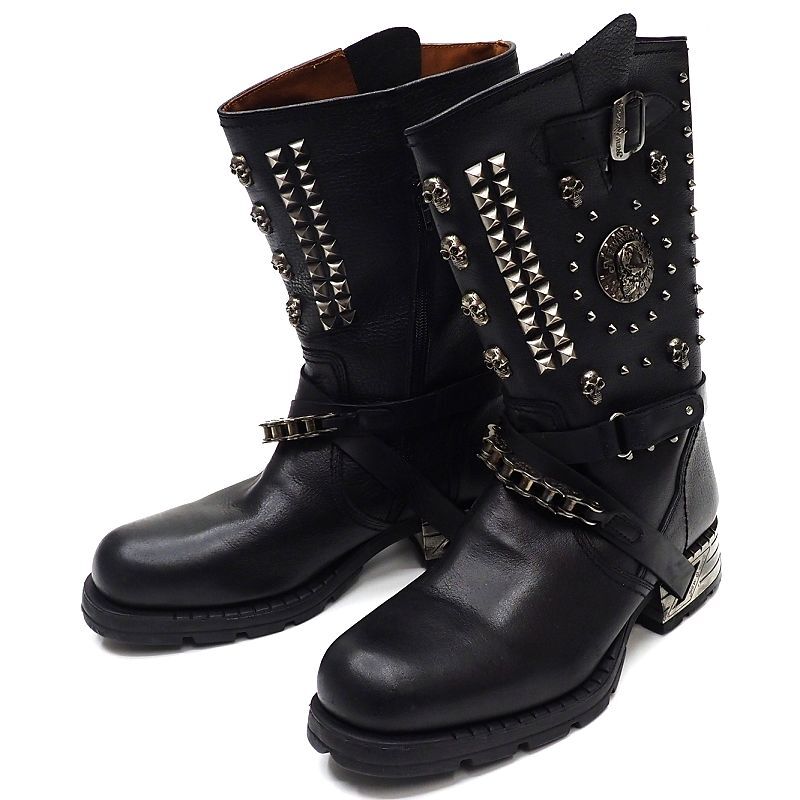 B06311 未使用品 NEW ROCK エンジニアブーツ 【サイズ:42】 ブラック ニューロック メンズ拍卖
