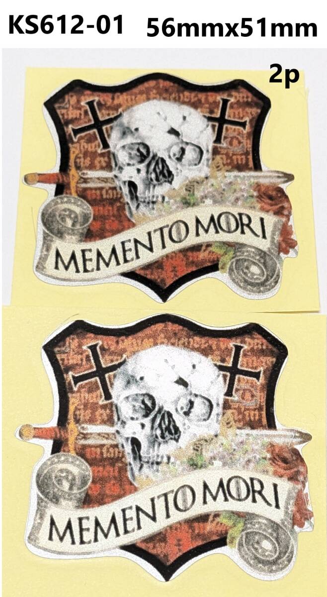 ミニサイズ KS612-0105 レア激渋 MEMENTO MORI メメントモリ スカルステッカー 骸骨ステッカー ヘルメット 格言 キラキラ シブい クール拍卖