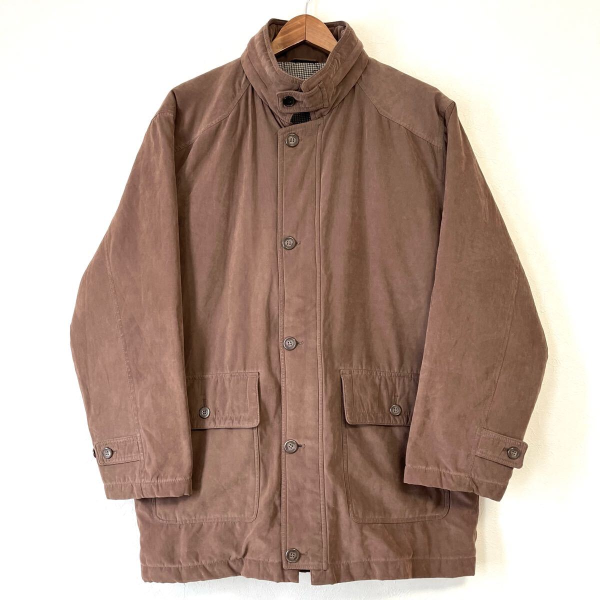 上品な暖かアウター◎【LOUISVALENTINO】ルイス ヴァレンティノ コート アウター ジャケット ジップ 裏キルト 防寒 ブラウン M/Y28408mm拍卖